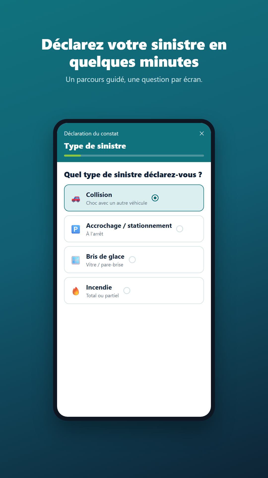 e-constat auto en Algérie : choix du type de sinistre dans l'application Cetelex Claims