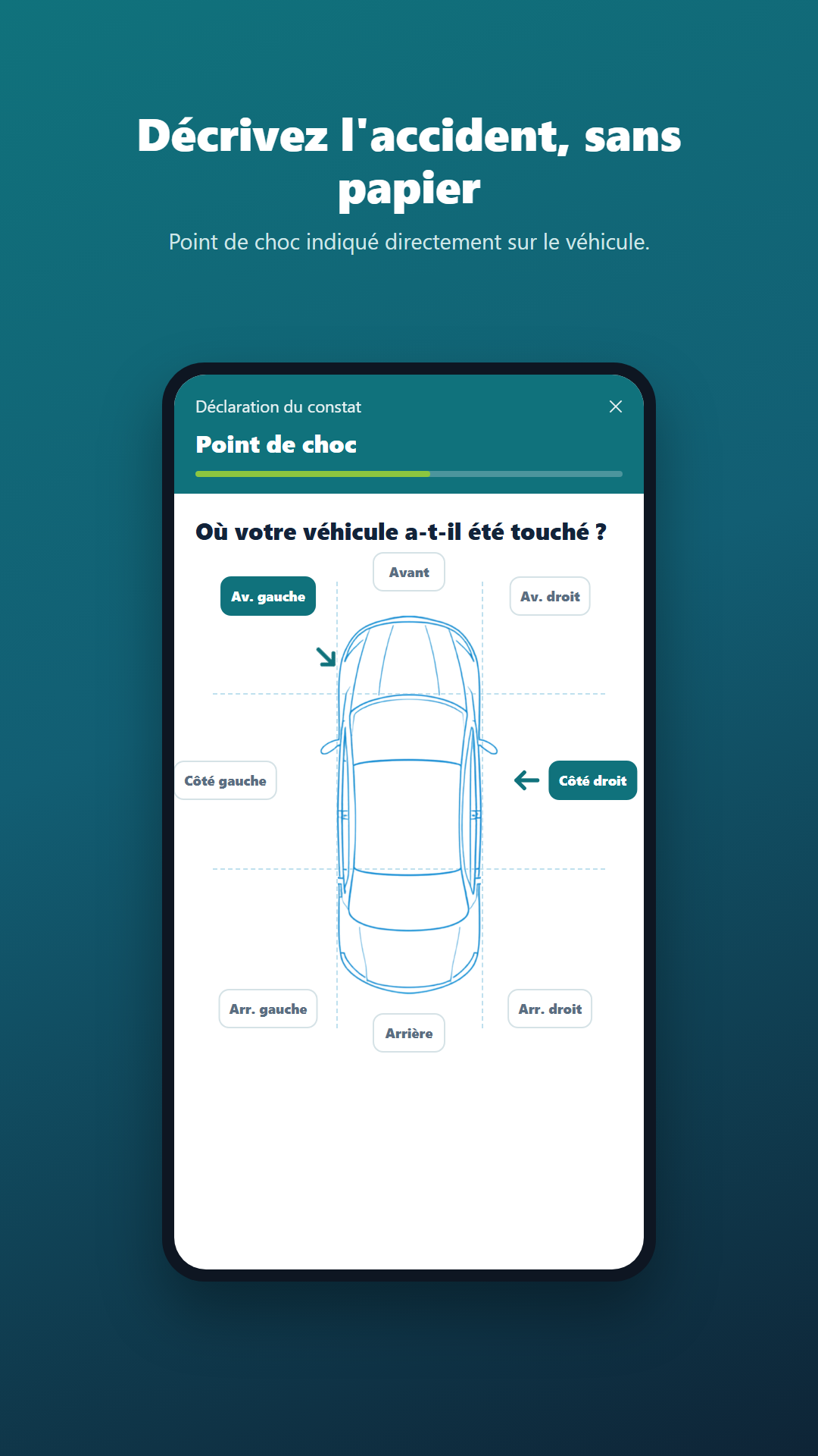 Constat amiable électronique : point de choc et circonstances de l'accident